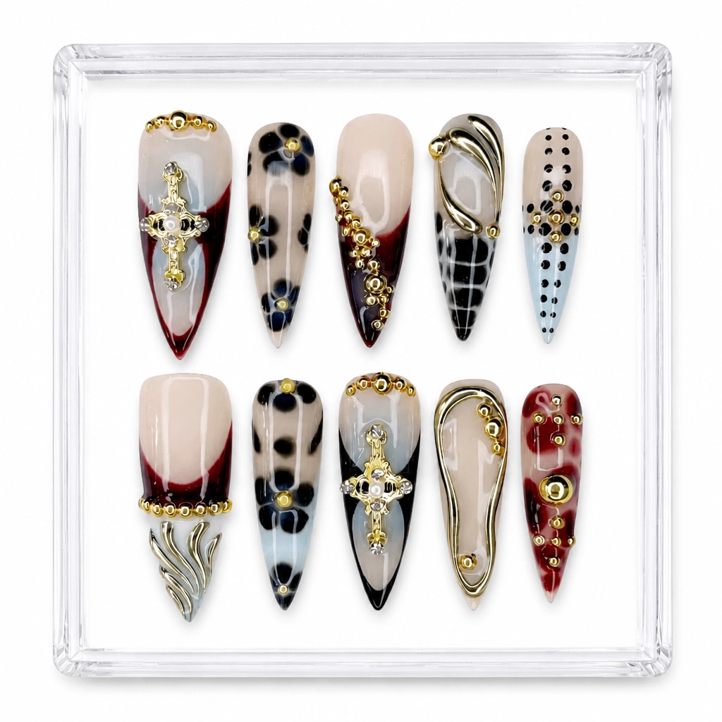 Press-on Nails Wholesale $9.90 Gothic Gold Elegance by Yabe Vietnam