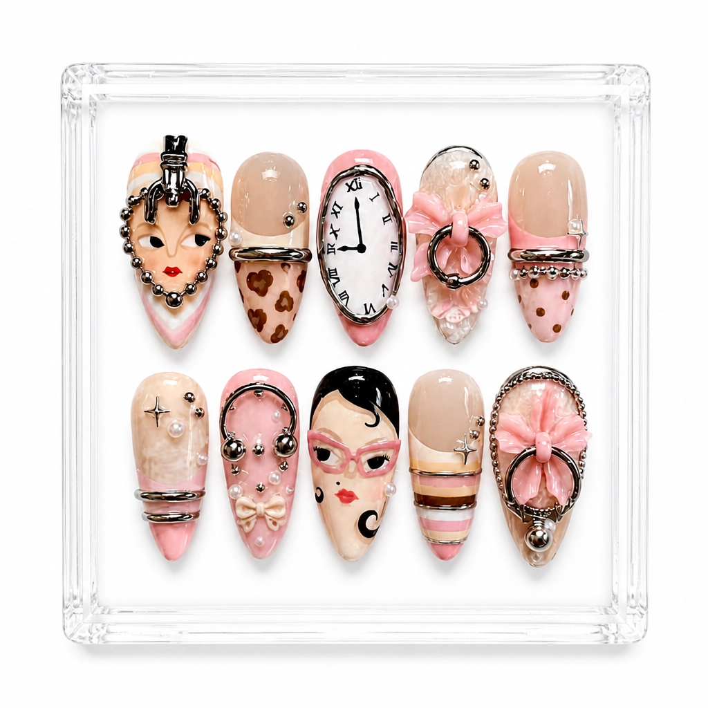 Press-on Nails Wholesale $9.90 Clockwork Pink by Yabe Vietnam