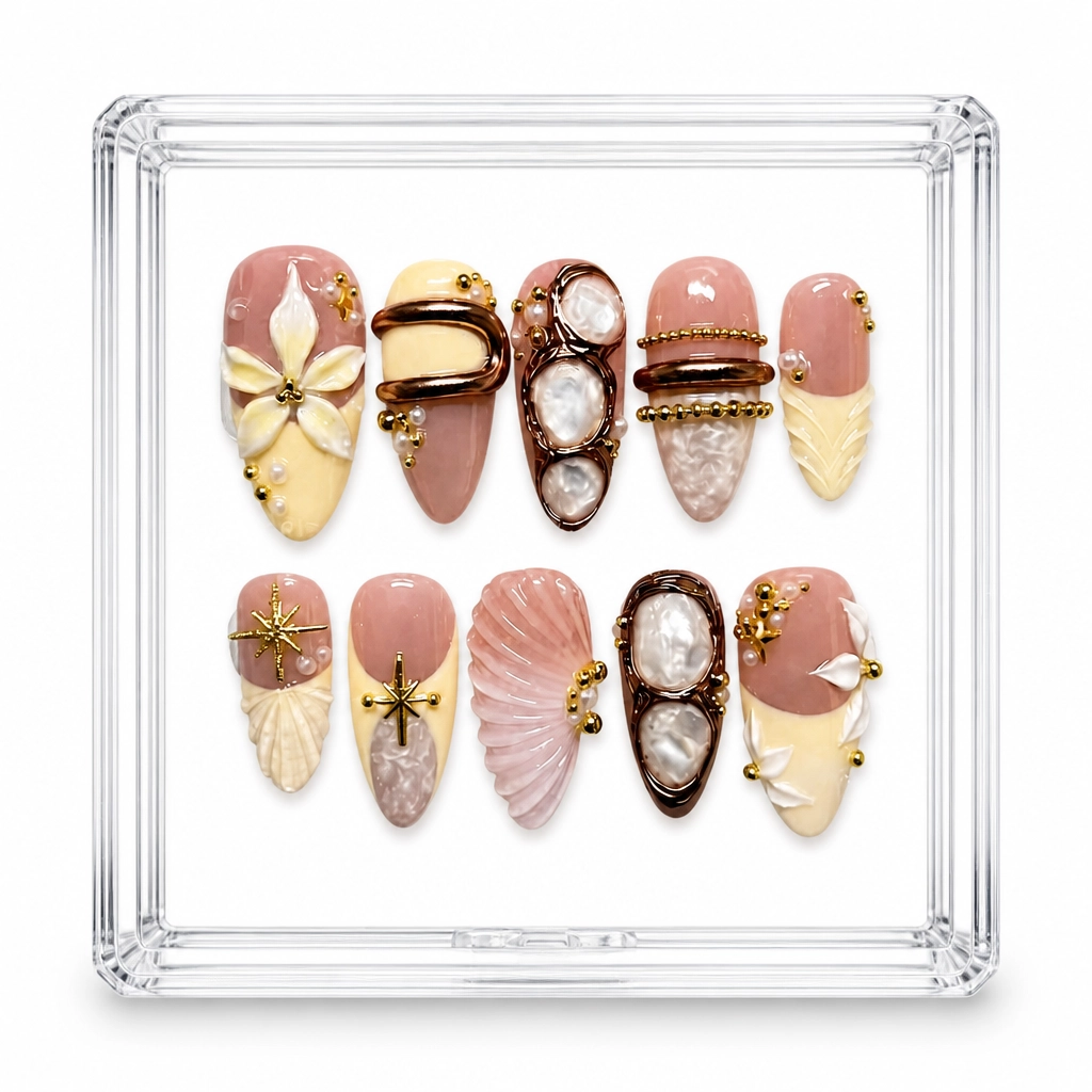 Press-on Nails Wholesale $9.90 Seashell Glamour by Yabe Vietnam