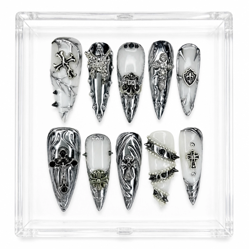 Press-on Nails Wholesale $9.90 Chrome Cross by Yabe Vietnam