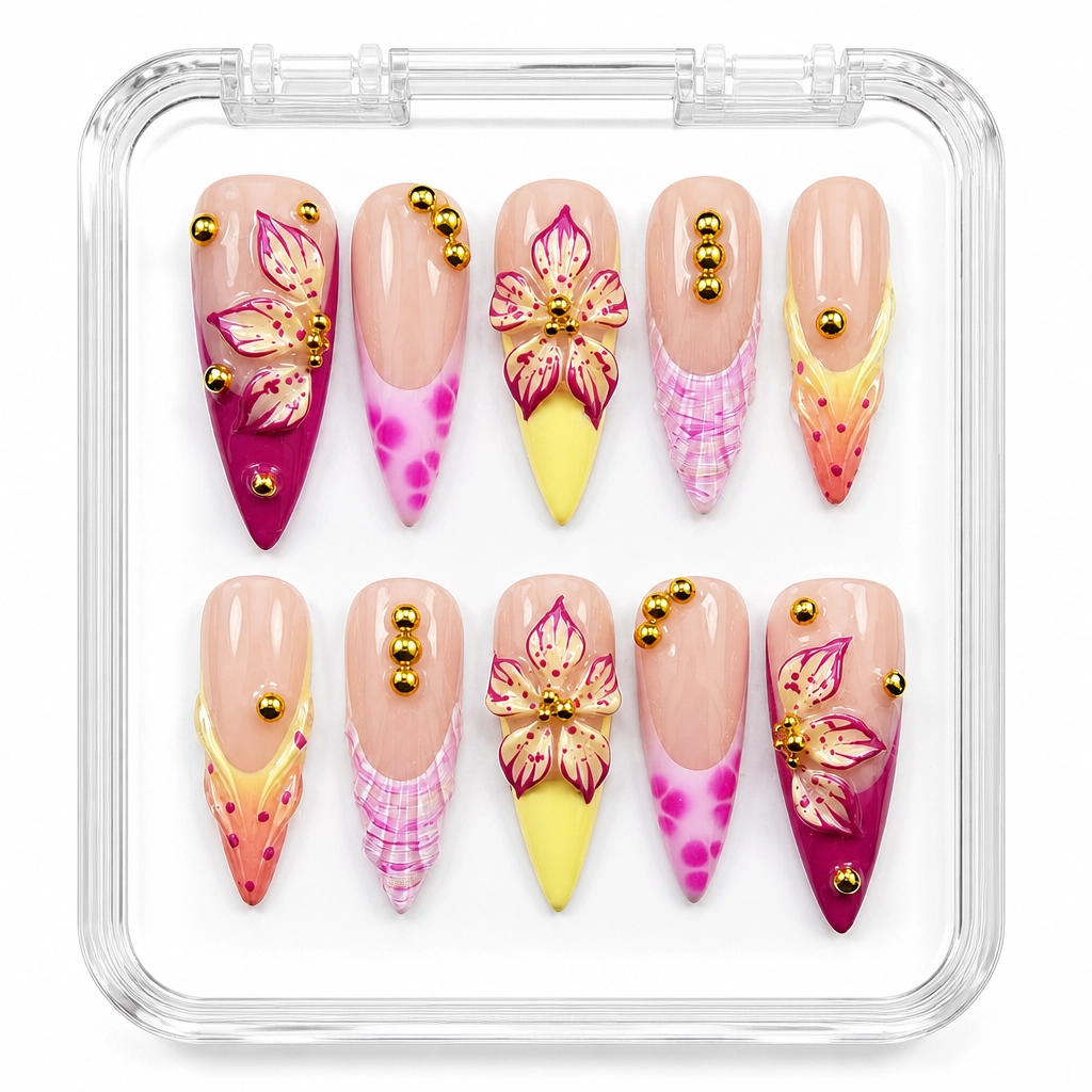 Press-on Nails Wholesale $9.90 Magenta Bloom by Yabe Vietnam
