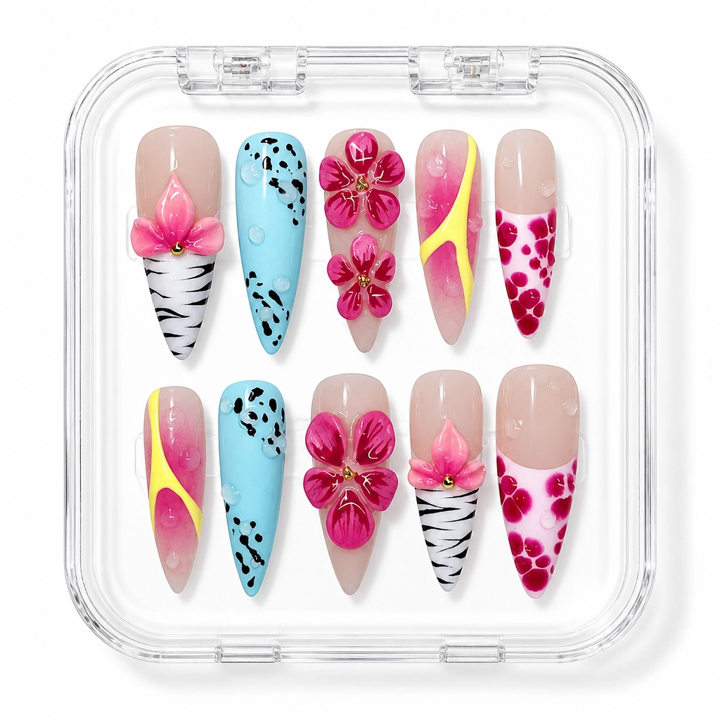 Press-on Nails Wholesale $9.90 Pop Art Bloom by Yabe Vietnam