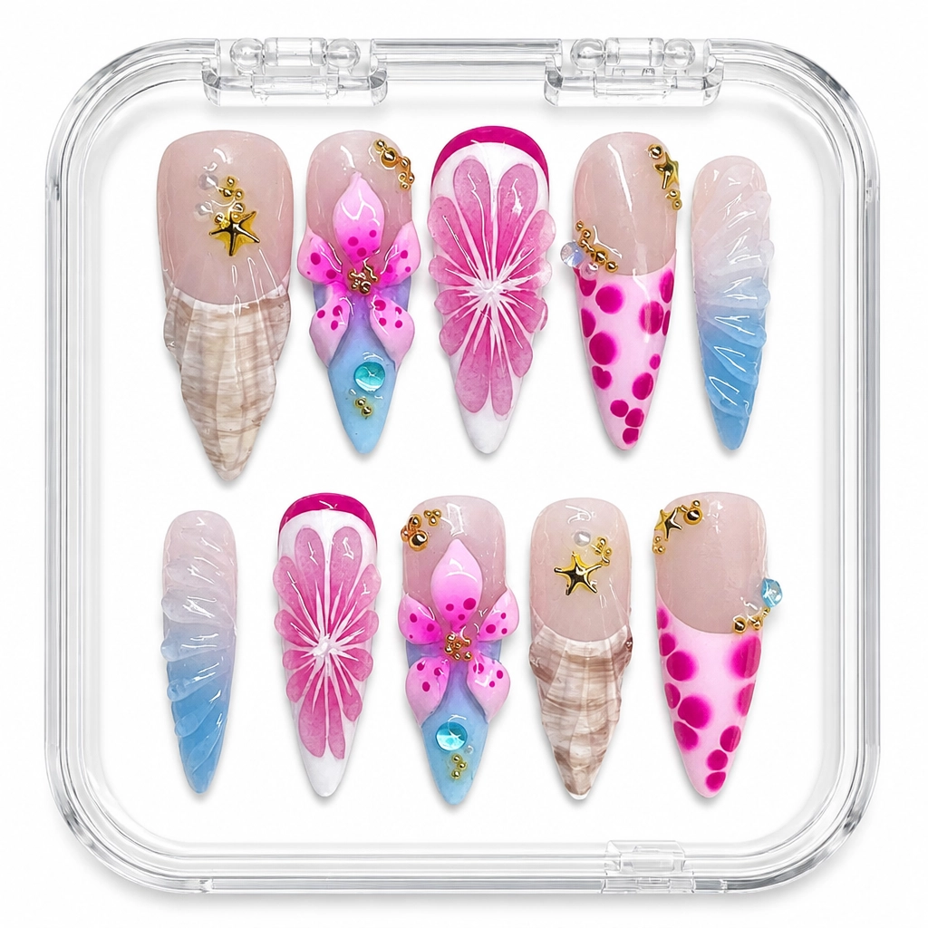 Press-on Nails Wholesale $9.90 Ocean Blossom by Yabe Vietnam