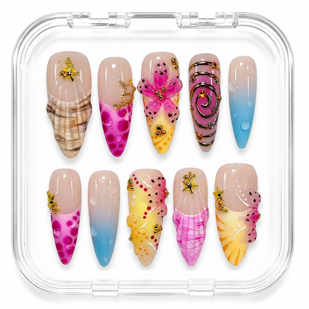 Press-on Nails Wholesale $9.90 Seaside Bloom by Yabe Vietnam