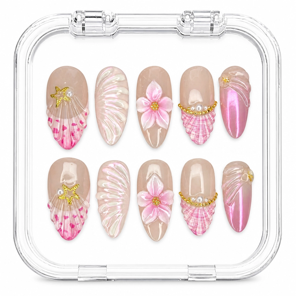 Press-on Nails Wholesale $9.90 Shell Blossom by Yabe Vietnam