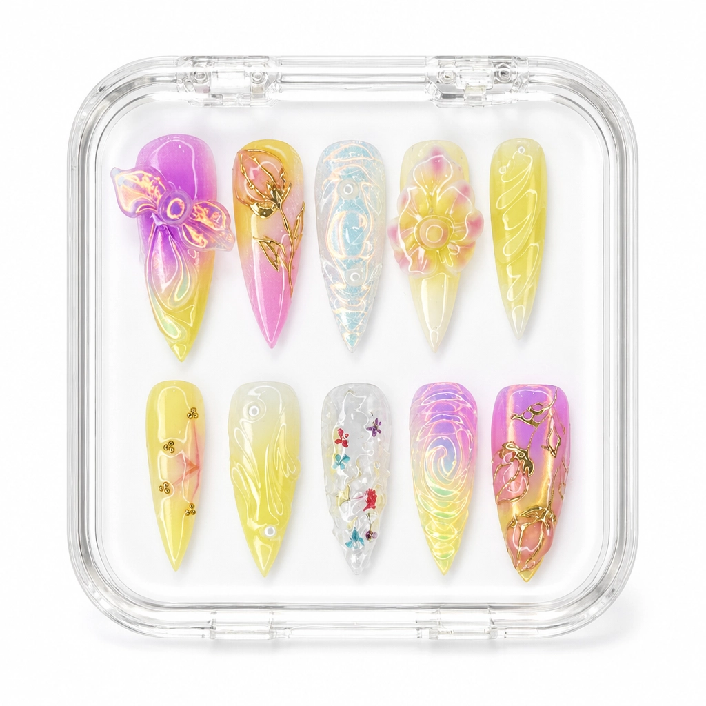 Press-on Nails Wholesale $9.90 Neon Bloom by Yabe Vietnam