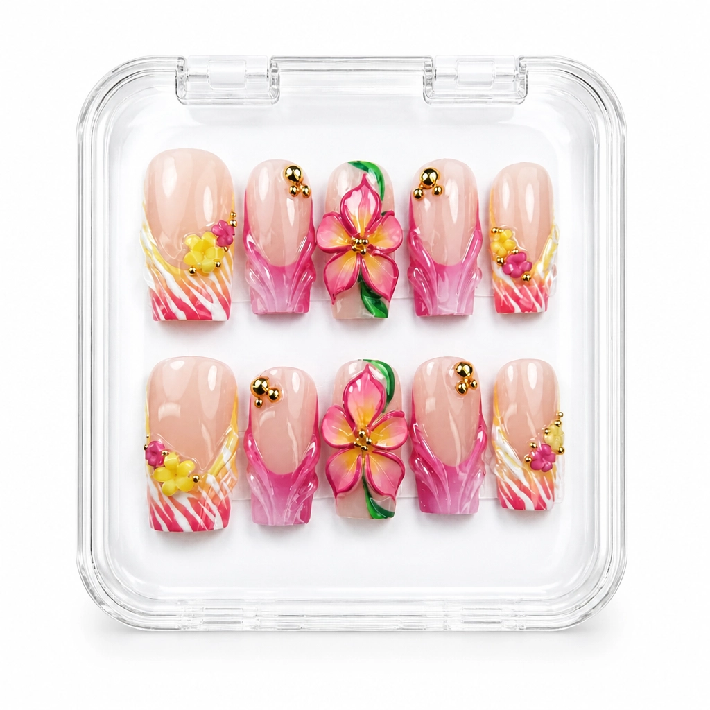 Press-on Nails Wholesale $9.90 Tropical Blossom by Yabe Vietnam