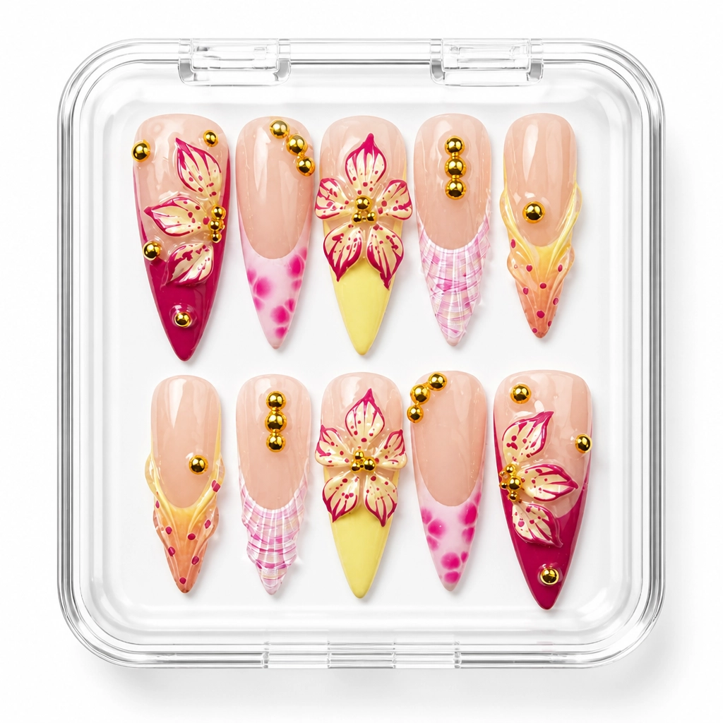 Press-on Nails Wholesale $9.90 Gilded Blossom by Yabe Vietnam
