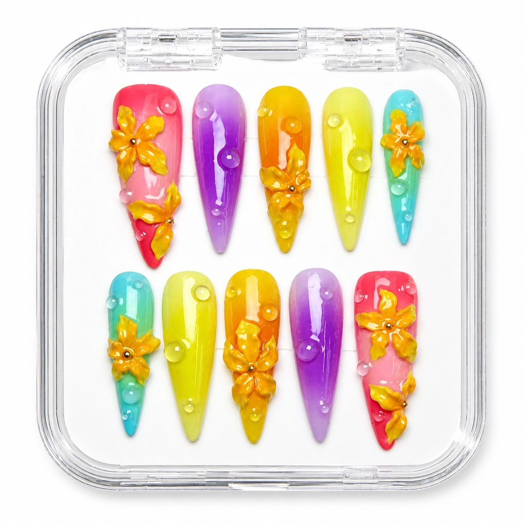 Press-on Nails Wholesale $9.90 Prismatic Bloom by Yabe Vietnam