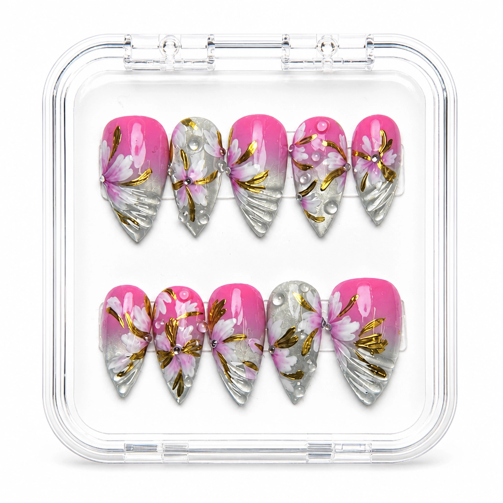 Press-on Nails Wholesale $9.90 Botanical Bloom by Yabe Vietnam