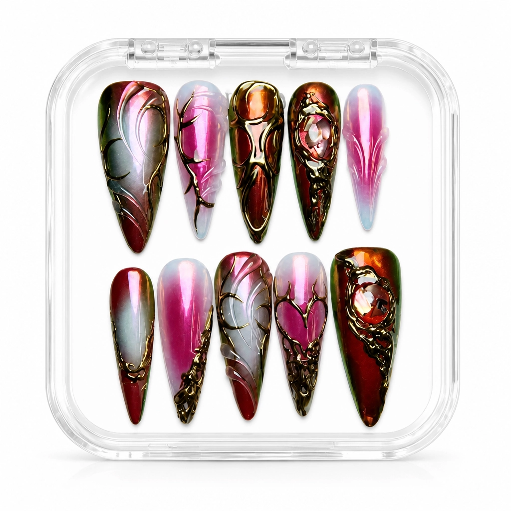 Press-on Nails Wholesale $9.90 Crimson Alchemy by Yabe Vietnam