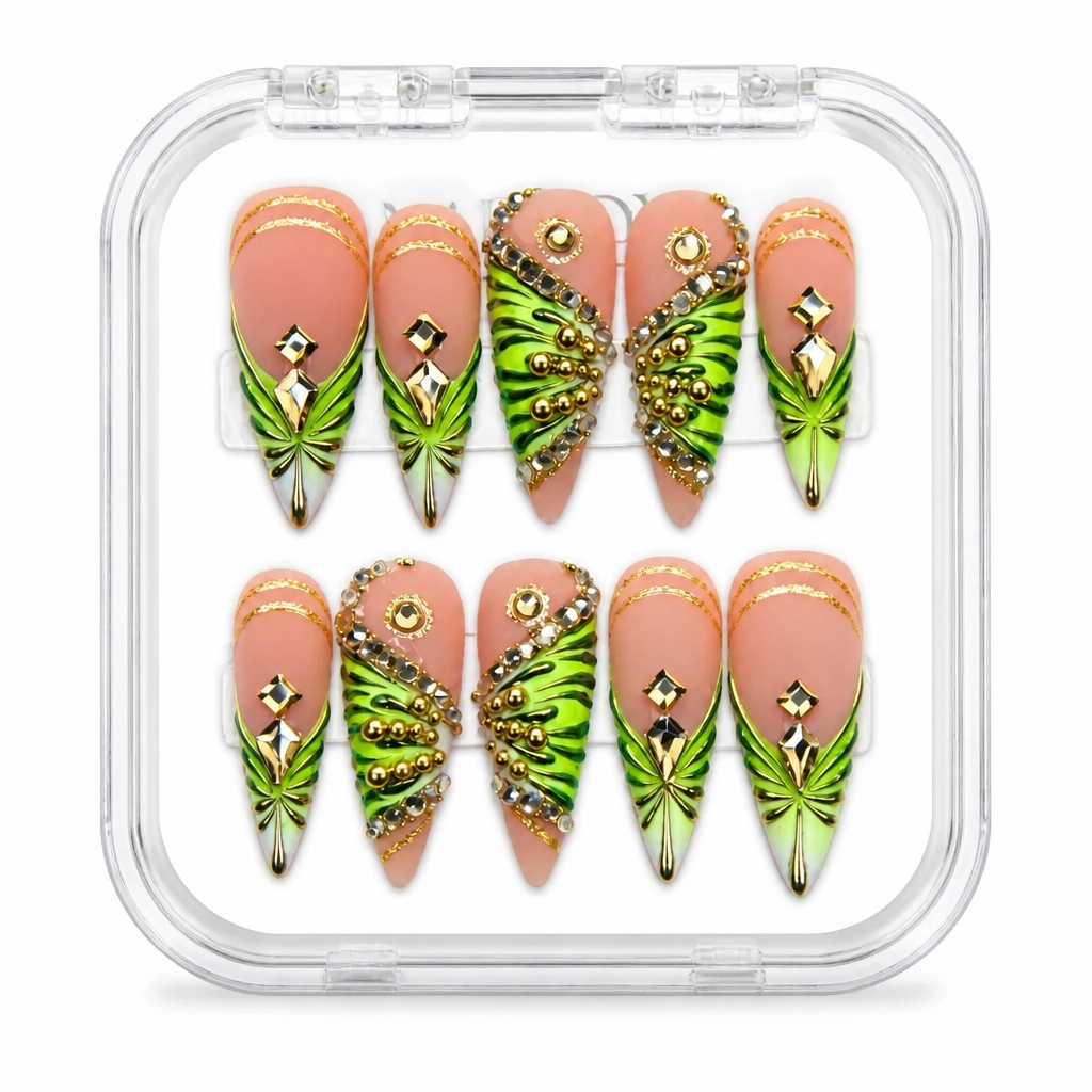 Press-on Nails Wholesale $9.90 Golden Leaf Luxe by Yabe Vietnam