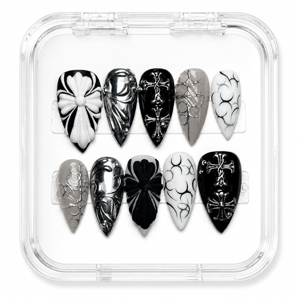 Press-on Nails Wholesale $9.90 Botanical Monochrome by Yabe Vietnam