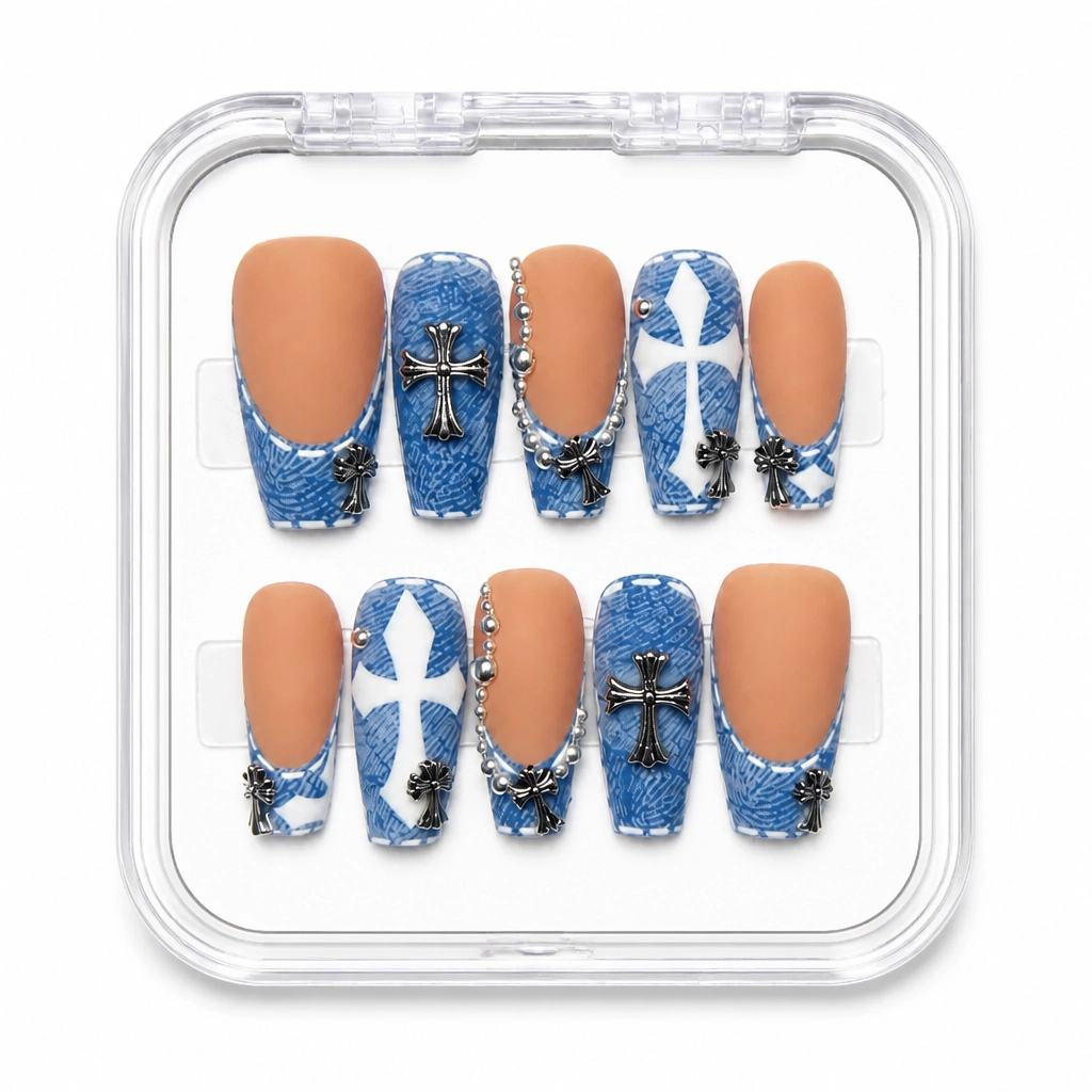 Press-on Nails Wholesale $9.90 Sapphire Elegance by Yabe Vietnam