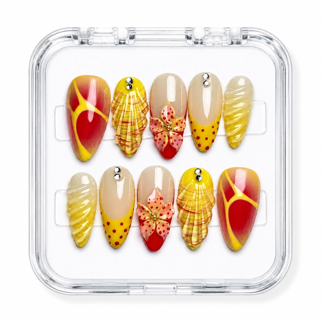 Press-on Nails Wholesale $9.90 Golden Sunset Elegance by Yabe Vietnam