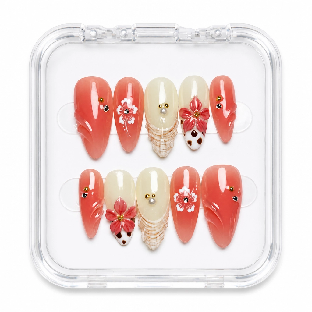 Press-on Nails Wholesale $9.90 Crimson Blossom by Yabe Vietnam