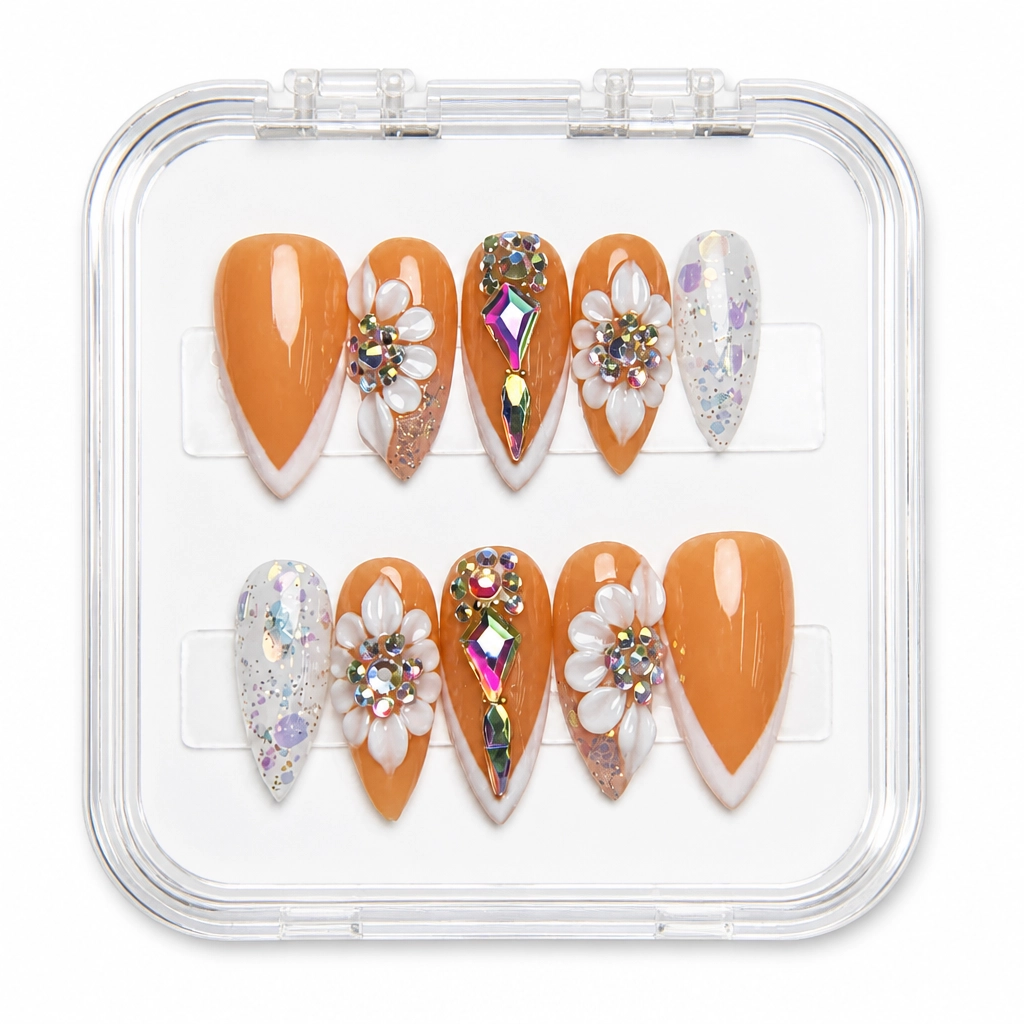 Press-on Nails Wholesale $9.90 Caramel Opulence by Yabe Vietnam