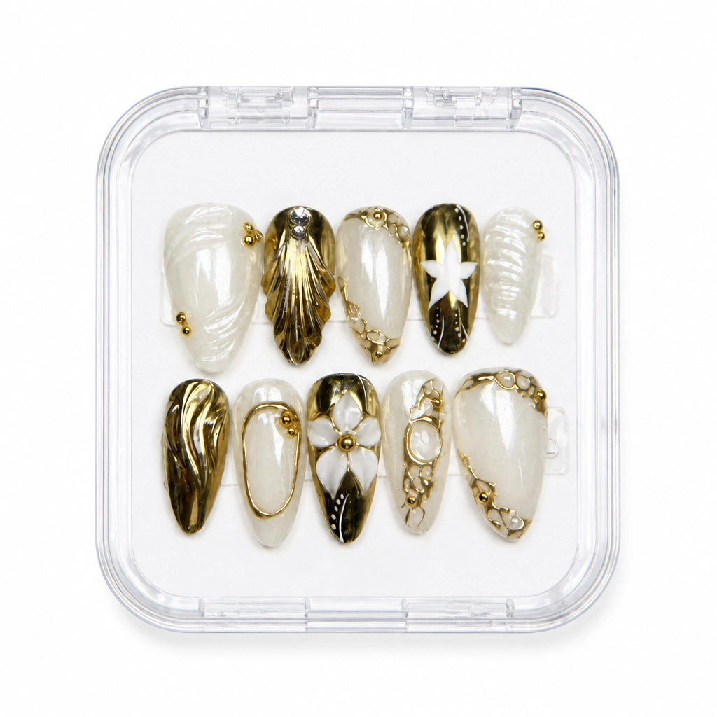 Press-on Nails Wholesale $9.90 Luxe Chrome Elegance by Yabe Vietnam