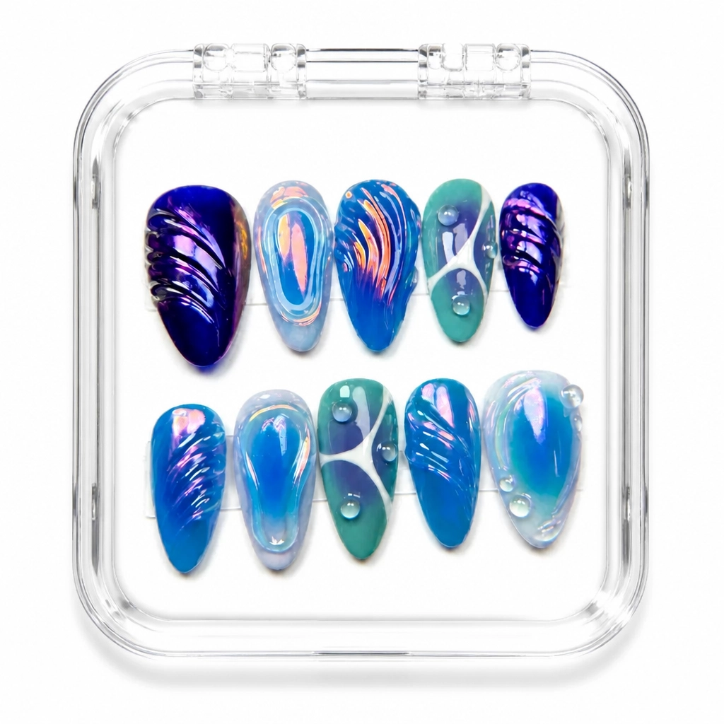 Press-on Nails Wholesale $9.90 Oceanic Swirl by Yabe Vietnam