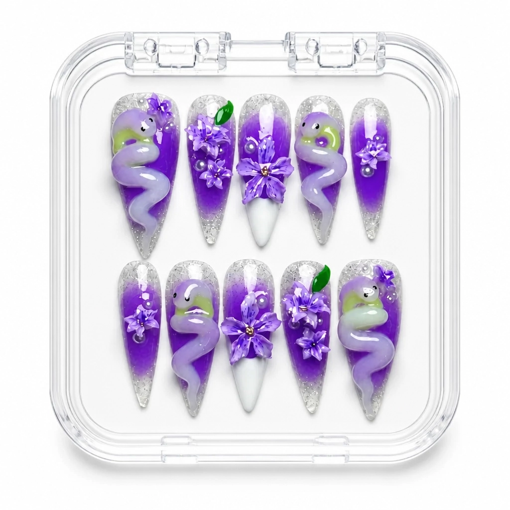Press-on Nails Wholesale $9.90 Violet Bloom by Yabe Vietnam