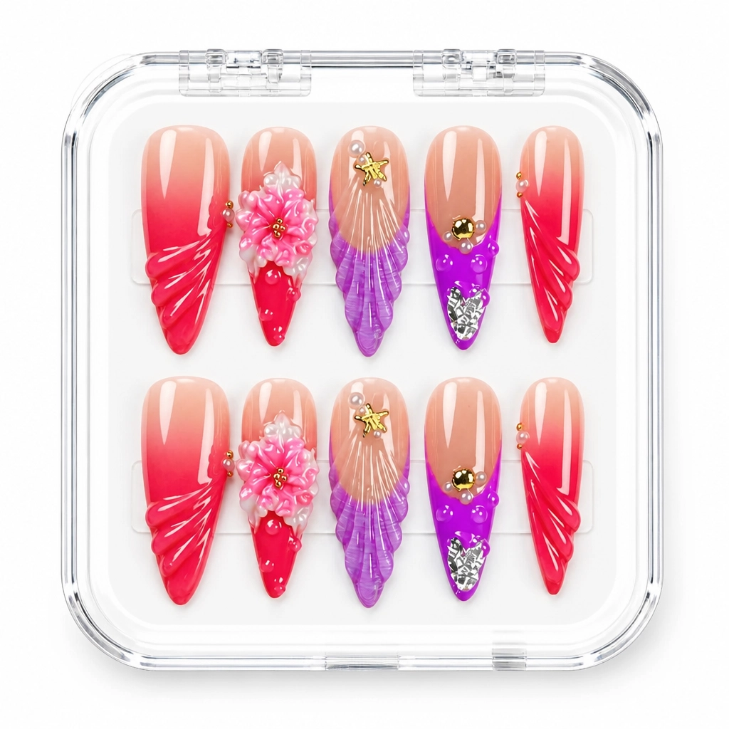 Press-on Nails Wholesale $9.90 Crimson Bloom by Yabe Vietnam