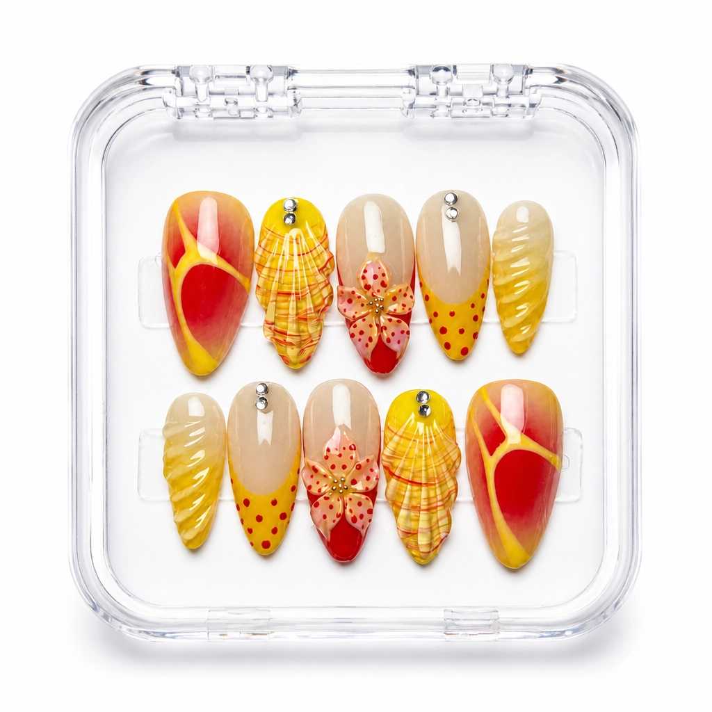 Press-on Nails Wholesale $9.90 Sunset Geometry by Yabe Vietnam