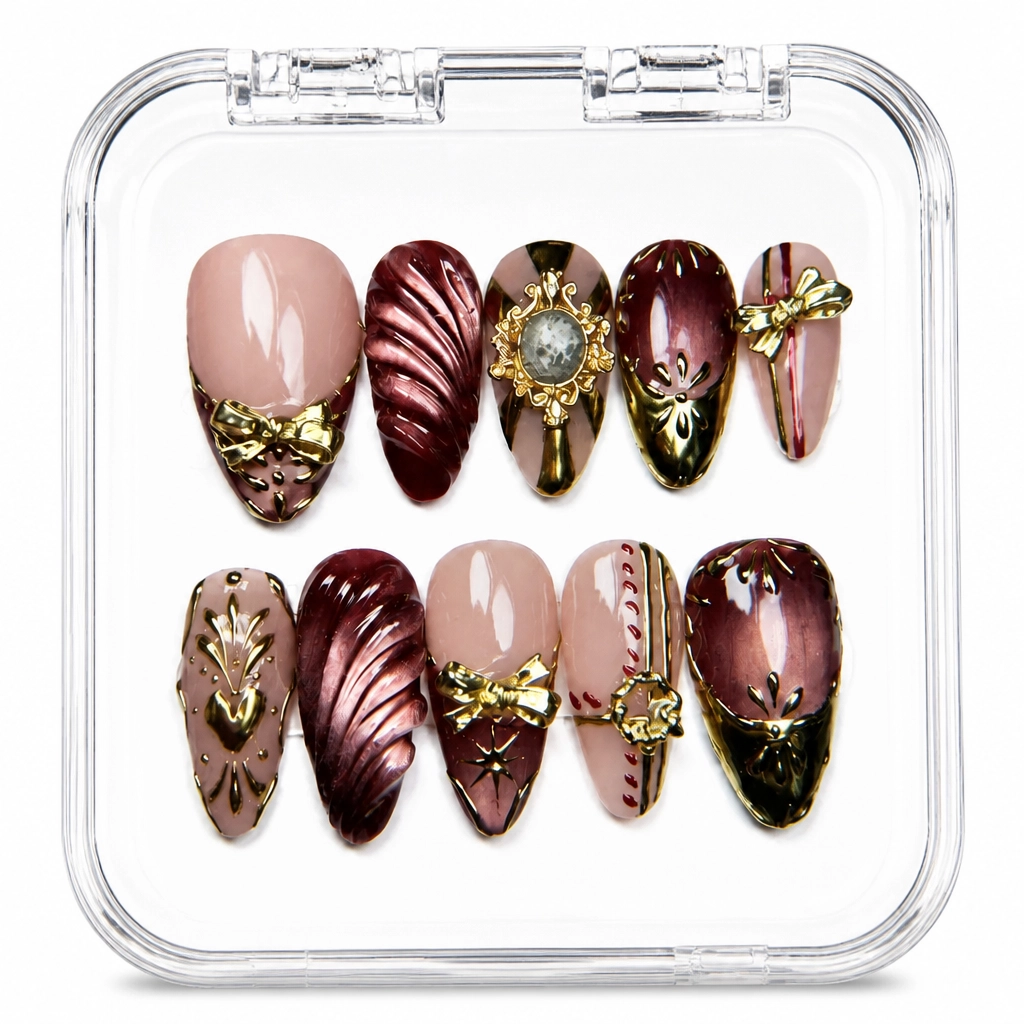 Press-on Nails Wholesale $9.90 Burgundy Luxe by Yabe Vietnam