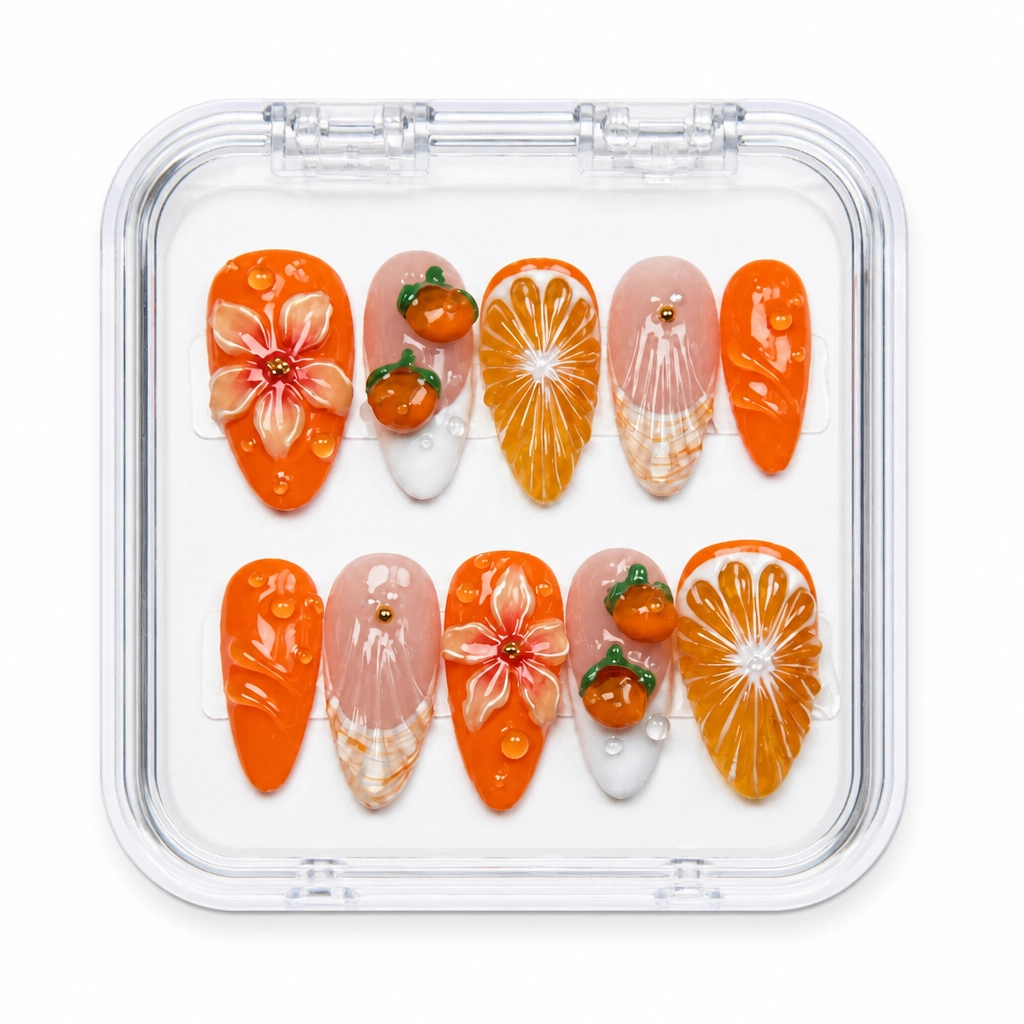 Press-on Nails Wholesale $9.90 Citrus Bloom by Yabe Vietnam