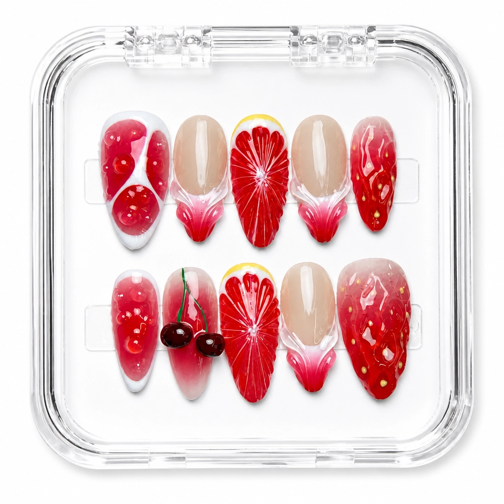 Press-on Nails Wholesale $9.90 Velvet Crimson Blossom by Yabe Vietnam