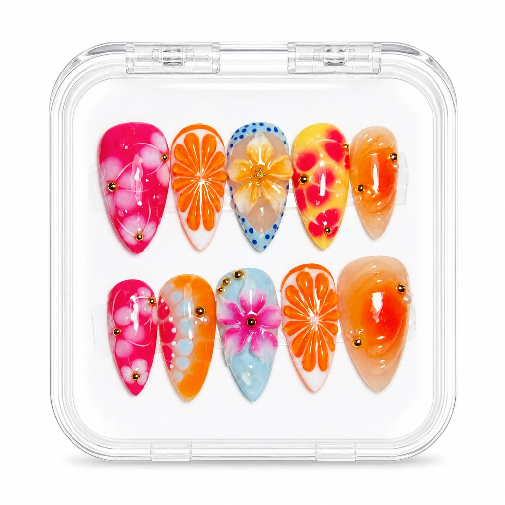 Press-on Nails Wholesale $9.90 Citrus Bloom by Yabe Vietnam
