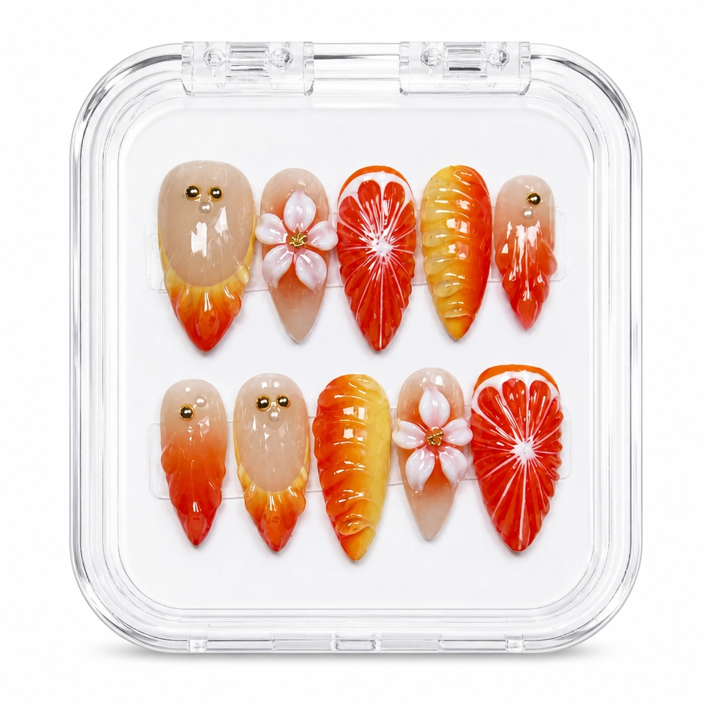 Press-on Nails Wholesale $9.90 Citrus Luxe by Yabe Vietnam