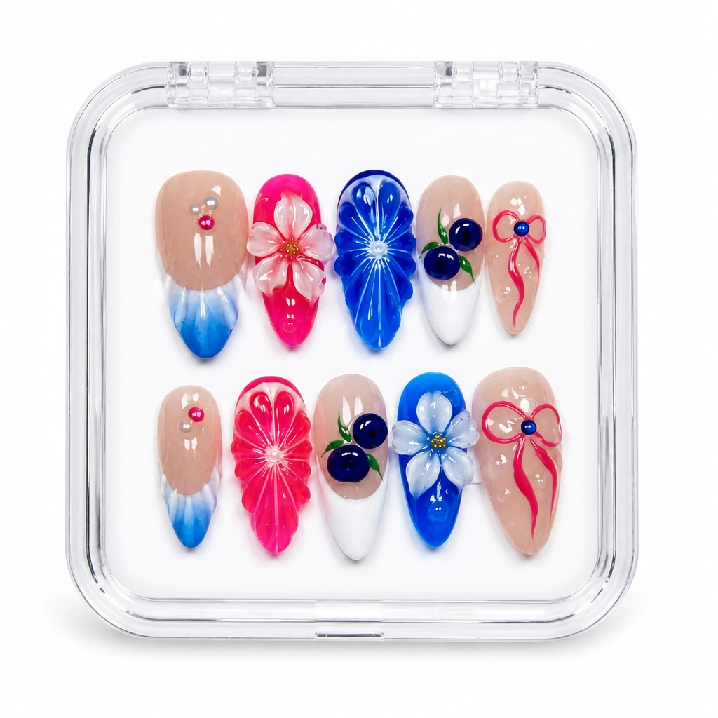 Press-on Nails Wholesale $9.90 Floral Jewel Elegance by Yabe Vietnam