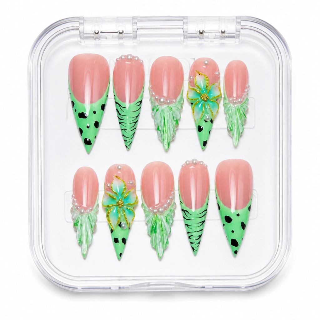 Press-on Nails Wholesale $9.90 Verdant Elegance by Yabe Vietnam