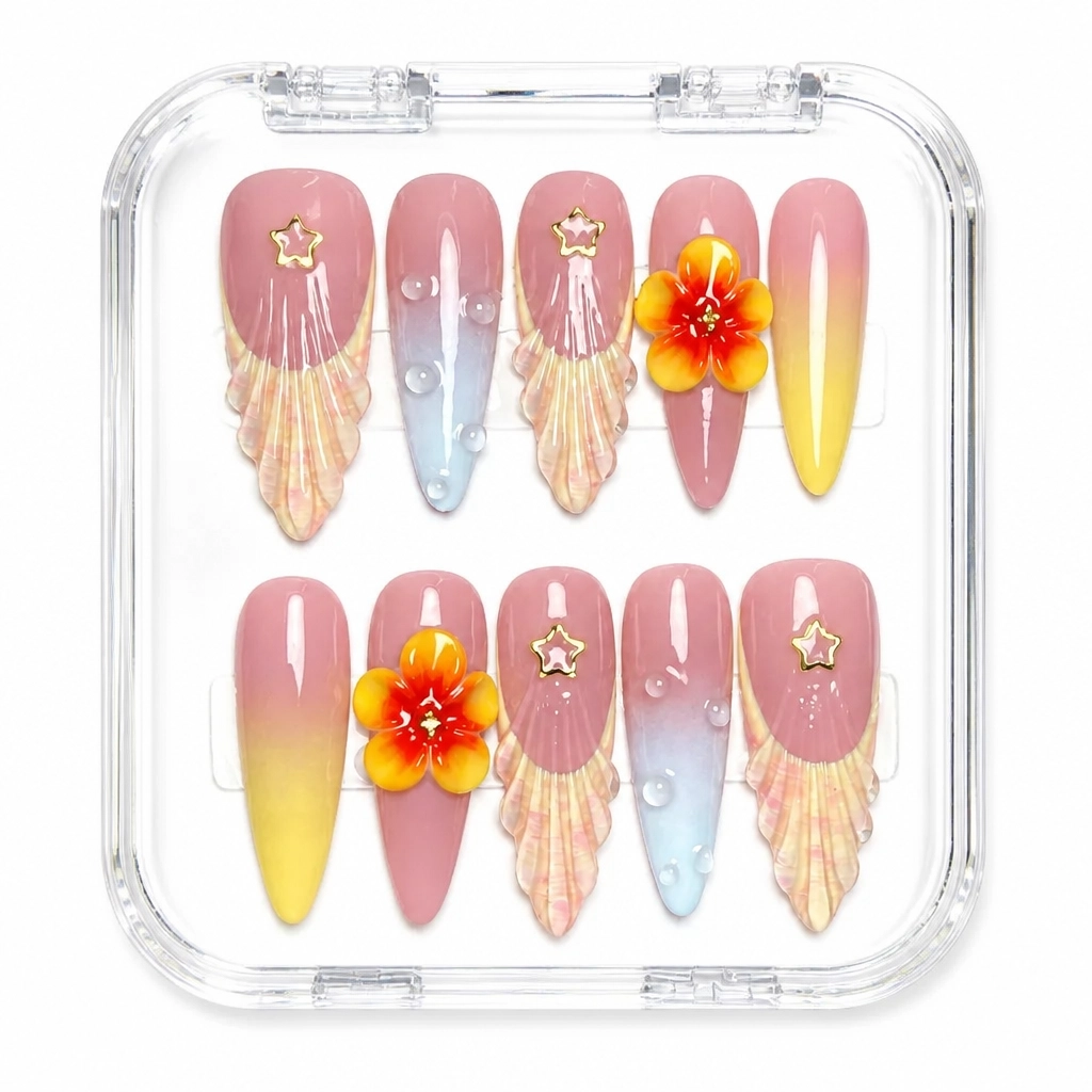 Press-on Nails Wholesale $9.90 Mauve Crimson Bloom by Yabe Vietnam