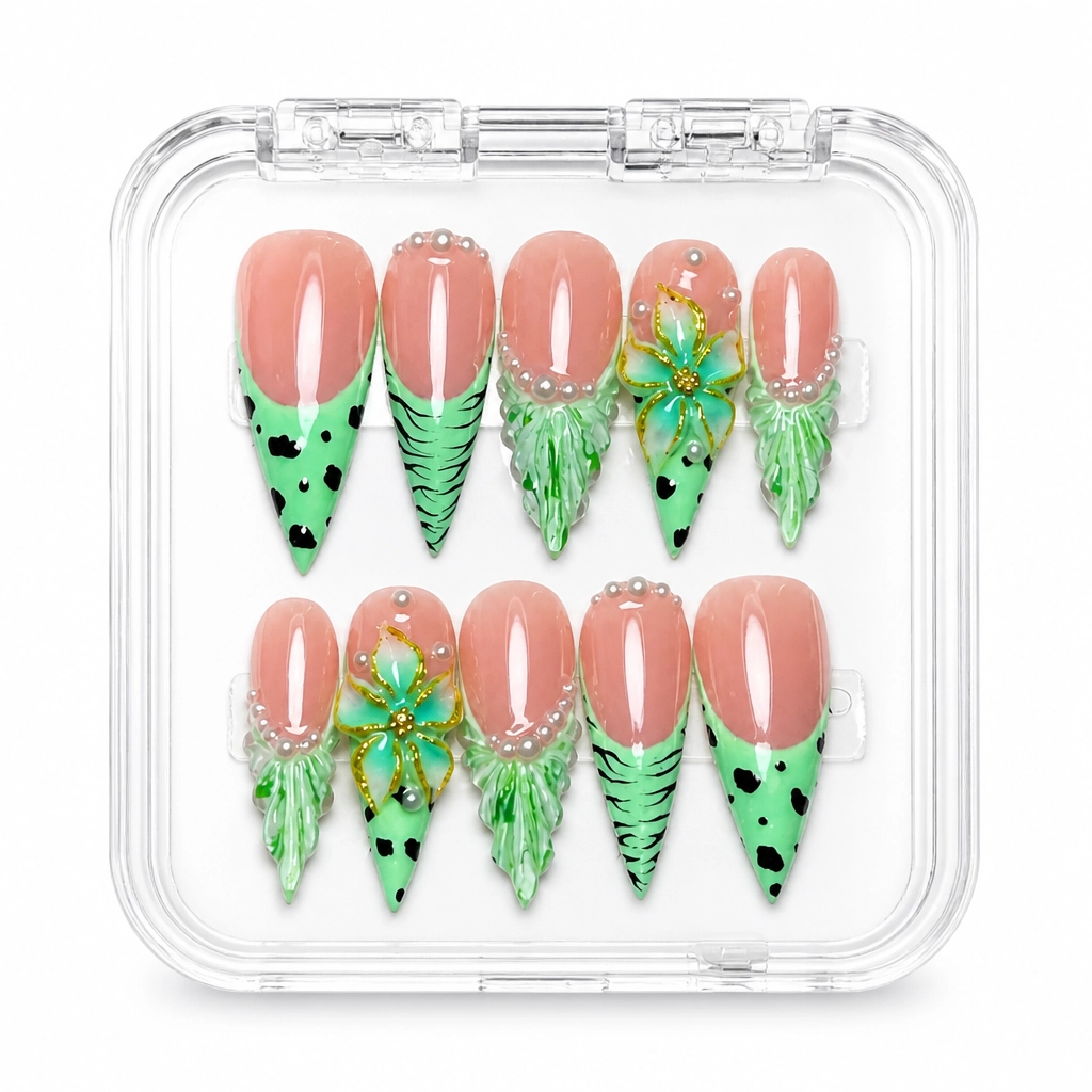 Press-on Nails Wholesale $9.90 Emerald Garden by Yabe Vietnam
