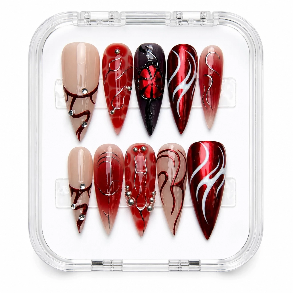 Press-on Nails Wholesale $9.90 Crimson Allure by Yabe Vietnam