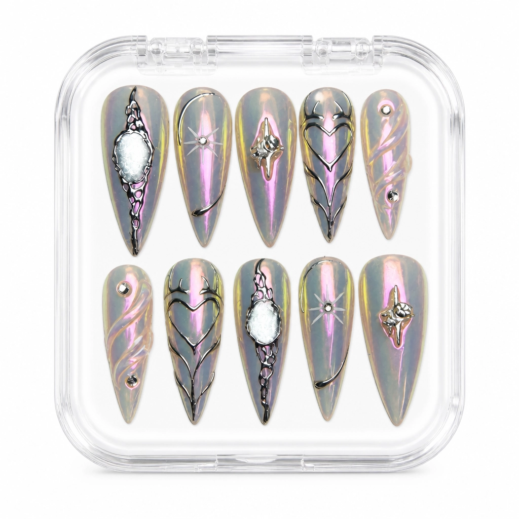 Press-on Nails Wholesale $9.90 Holographic Obsidian by Yabe Vietnam