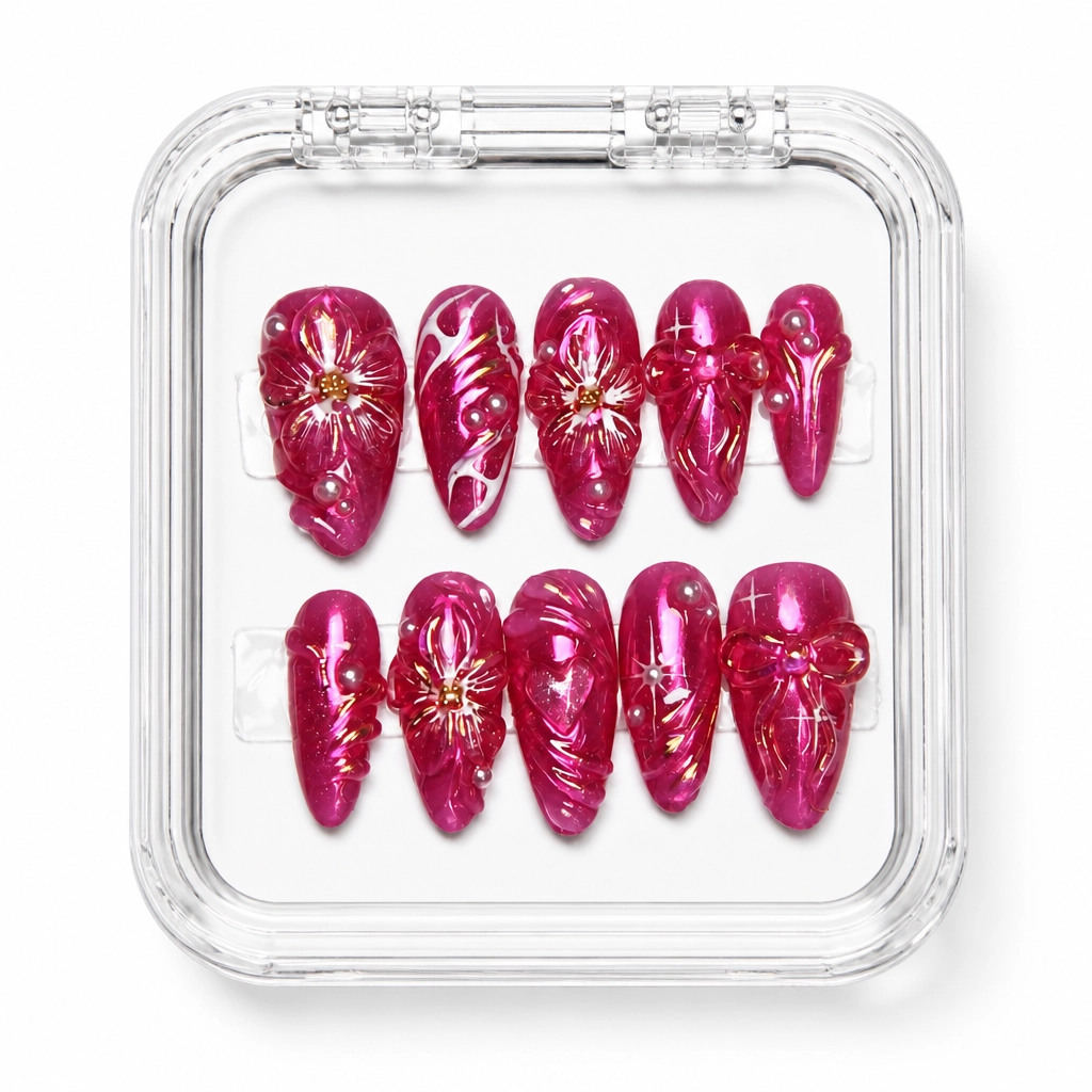 Press-on Nails Wholesale $9.90 Burgundy Celestial by Yabe Vietnam