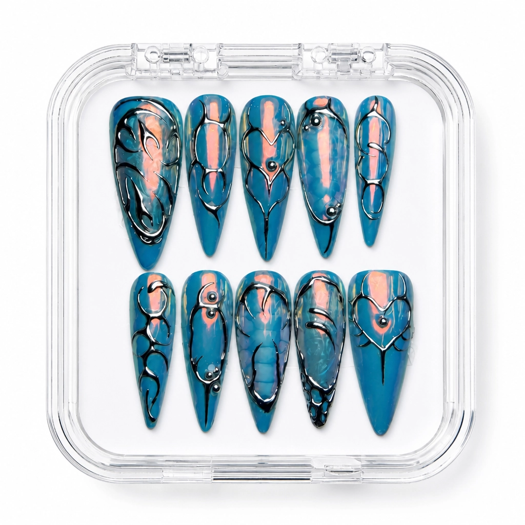 Press-on Nails Wholesale $9.90 Teal Luxe by Yabe Vietnam