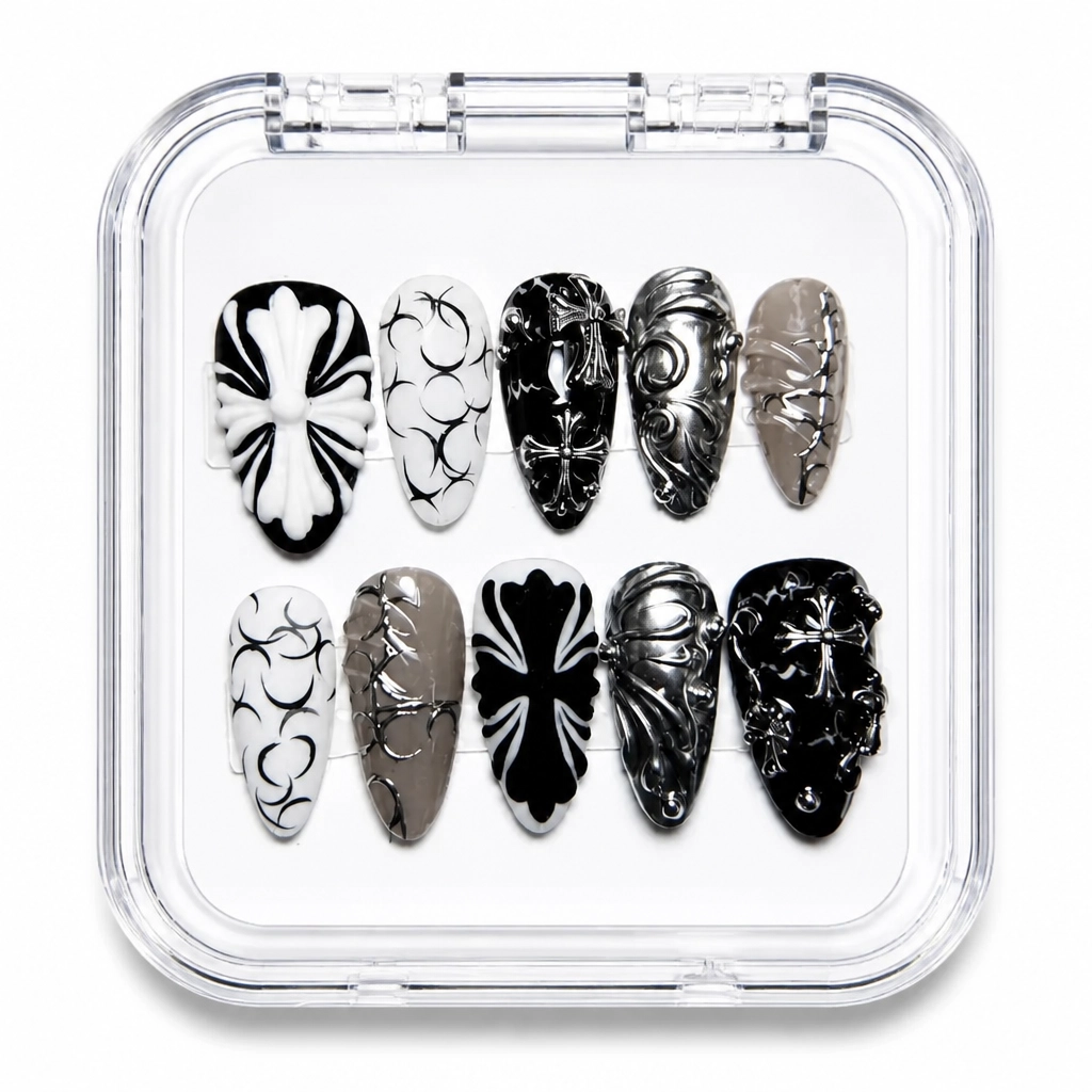 Press-on Nails Wholesale $9.90 Obsidian Elegance by Yabe Vietnam