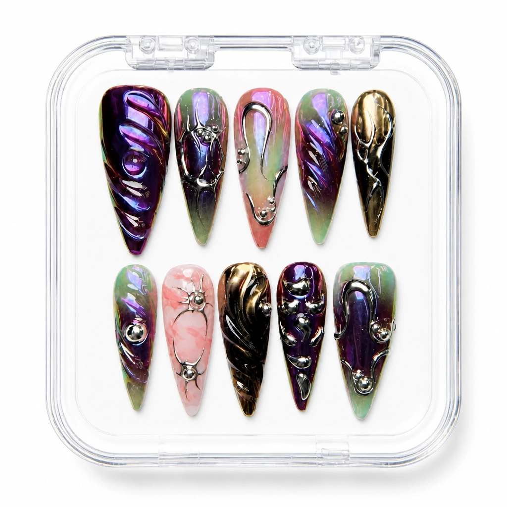 Press-on Nails Wholesale $9.90 Cosmic Chrome by Yabe Vietnam