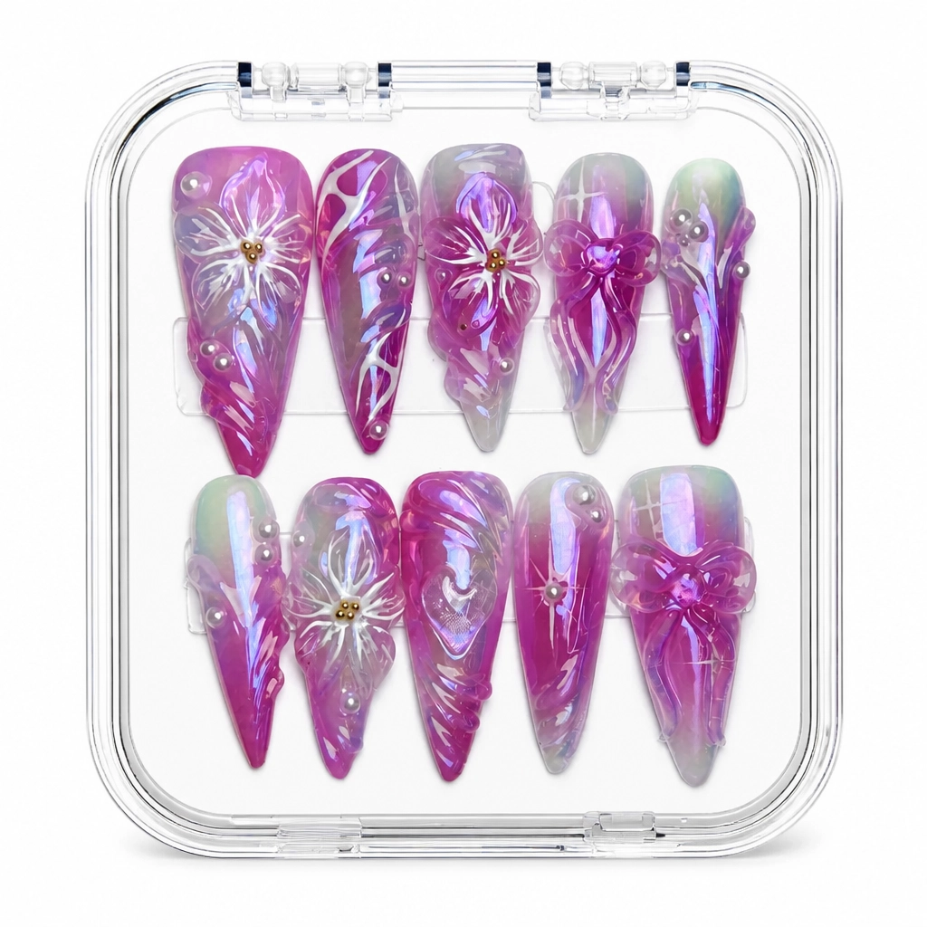 Press-on Nails Wholesale $9.90 Amethyst Bloom by Yabe Vietnam
