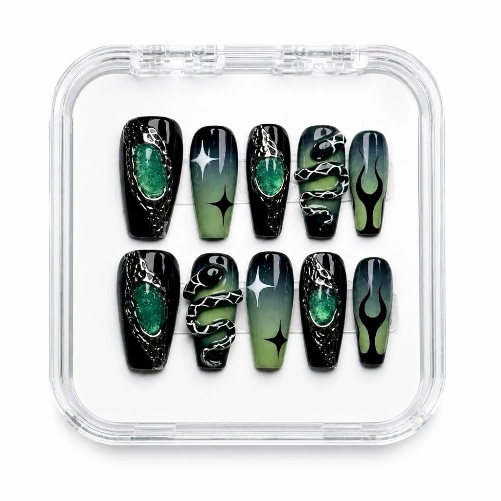 Press-on Nails Wholesale $9.90 Emerald Elegance by Yabe Vietnam