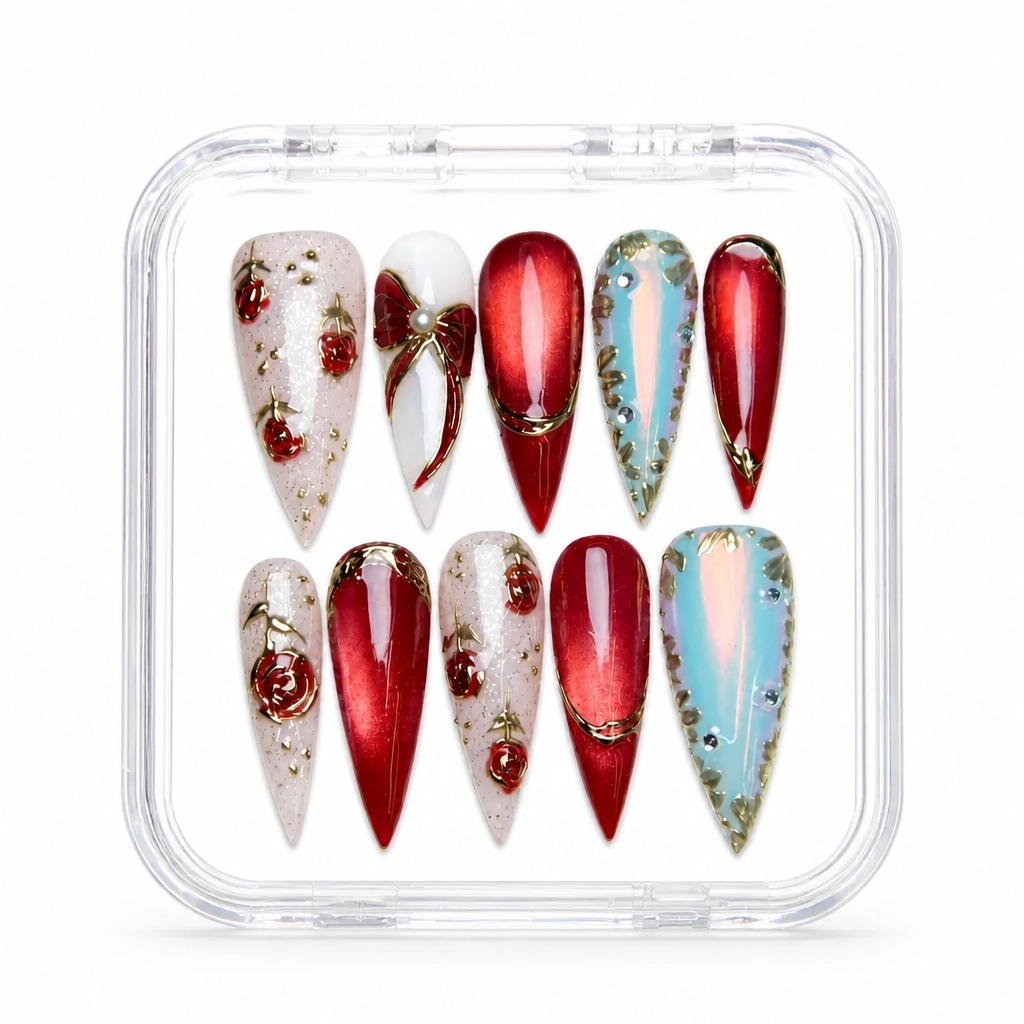 Press-on Nails Wholesale $9.90 Satin Crimson Luxe by Yabe Vietnam