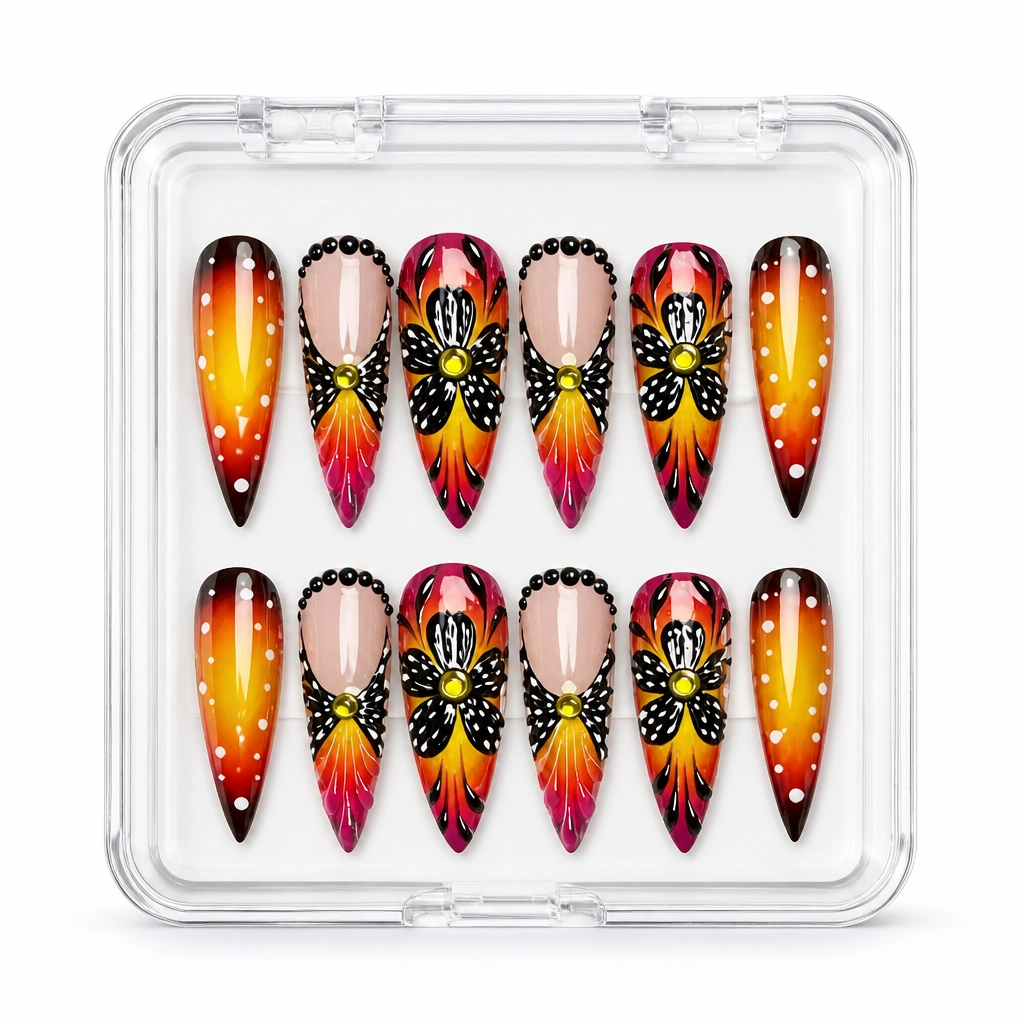 Press-on Nails Wholesale $9.90 Sunset Butterfly by Yabe Vietnam