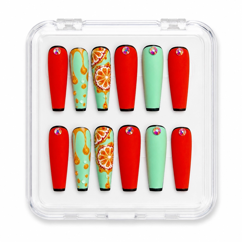 Press-on Nails Wholesale $9.90 Citrus Sunset by Yabe Vietnam