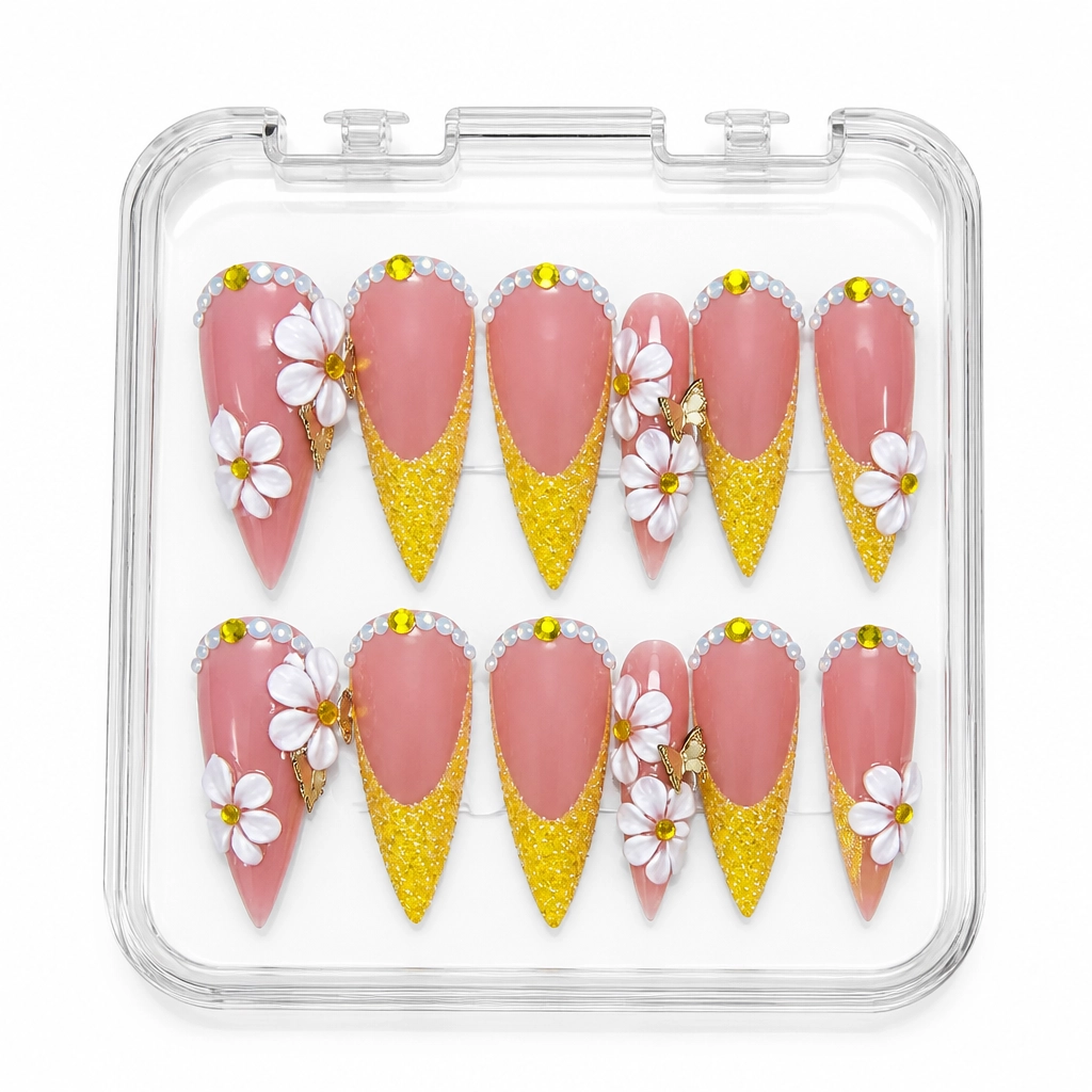 Press-on Nails Wholesale $9.90 Golden Daisy Dream by Yabe Vietnam