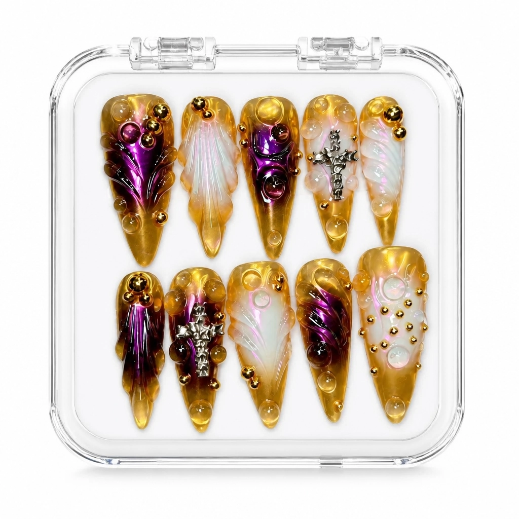 Press-on Nails Wholesale $9.90 Gilded Amethyst by Yabe Vietnam