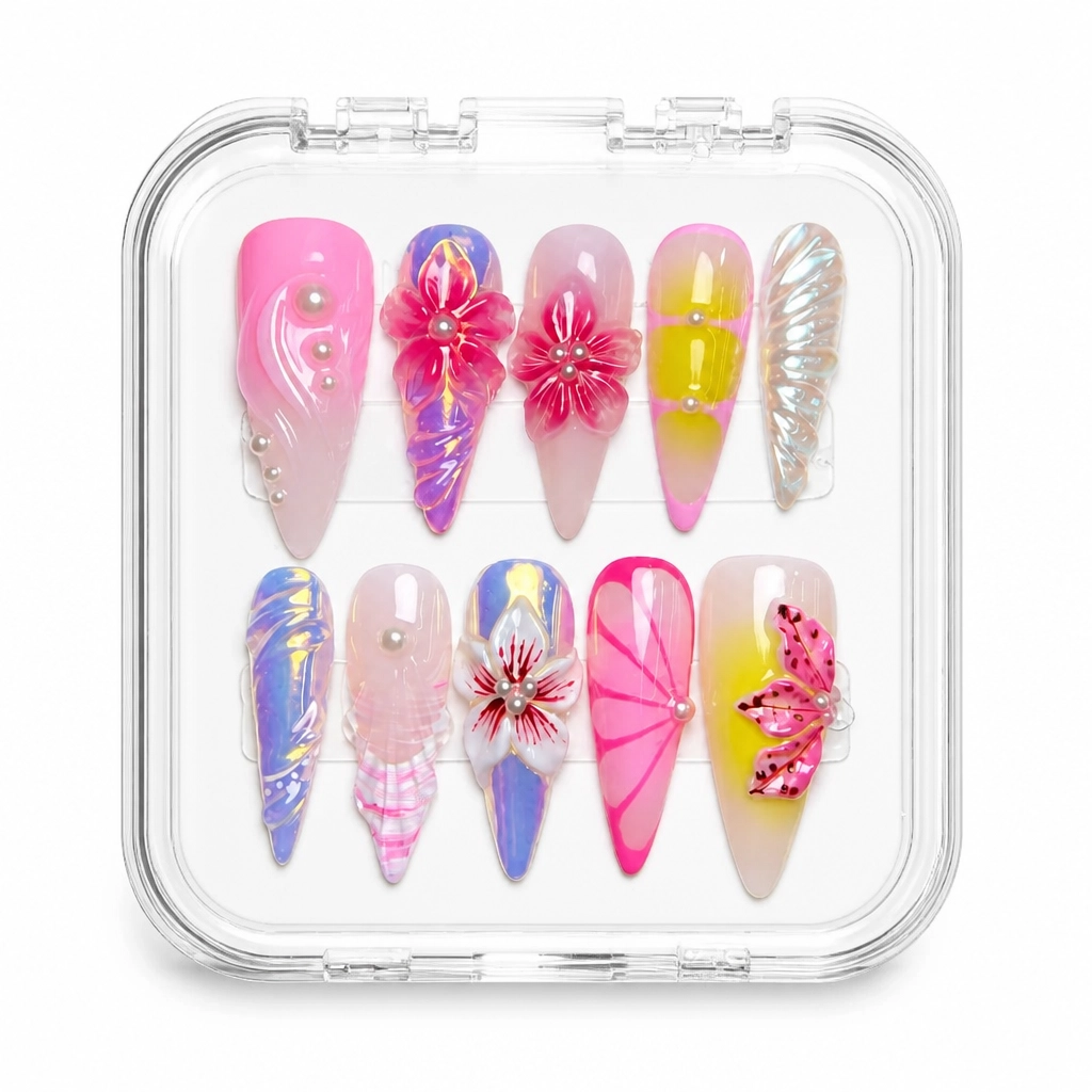 Press-on Nails Wholesale $9.90 Fuchsia Bloom by Yabe Vietnam