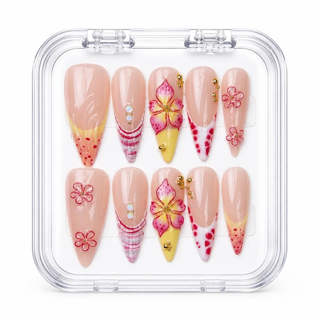 Press-on Nails Wholesale $9.90 Pink Blossom Luxe by Yabe Vietnam